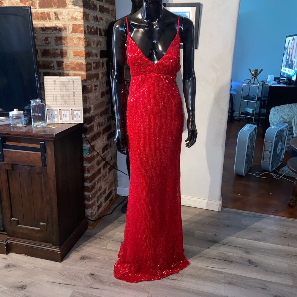 Red sequin dress